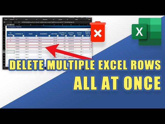 How to DELETE MULTIPLE ROWS All at Once in EXCEL