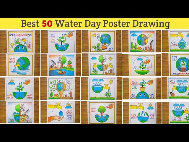 World Water Day Poster Drawing / Save Water Save Life Drawing / Save Water Save Earth Drawing