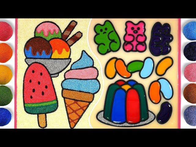 Drawing and Coloring - Ice cream Pencils | Gummy bear, HARIBO, Jelly Painting | Satisfying Video