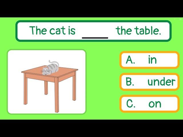 Prepositions of place | Quiz for kids | Grammar Test