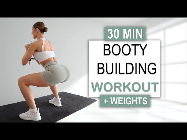 30 Min BOOTY BUILDING WORKOUT + Weights |  Grow your Glutes | No Jumping, No Repeat