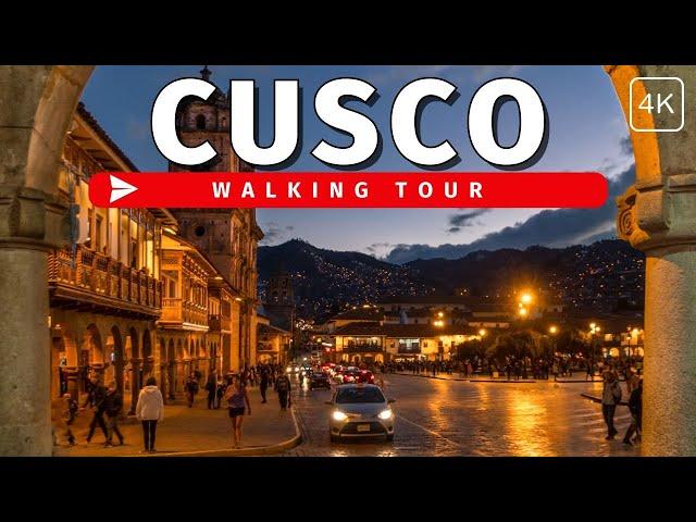 Cusco at Night | Walking Tour | Inca Capital | Peru in 4k60fps with Captions