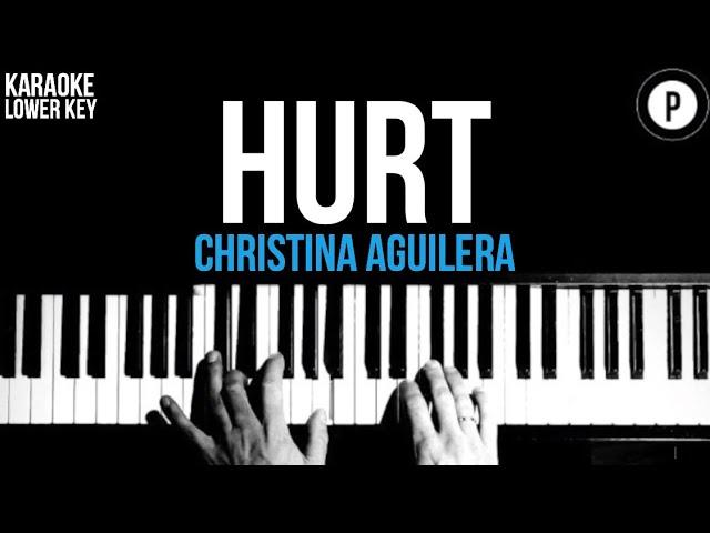 Christina Aguilera - Hurt Karaoke SLOWER Acoustic Piano Instrumental Cover Lyrics LOWER KEY