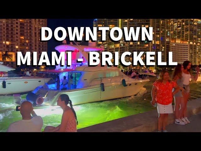 Downtown Miami to Brickell Walking Tour at night