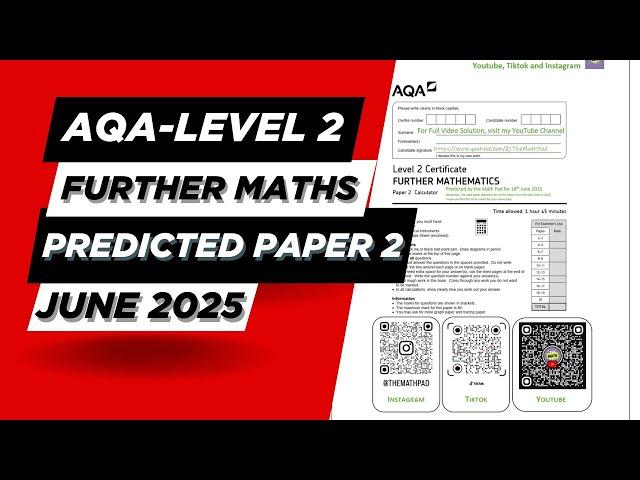AQA Level 2 Further Maths Paper 2 (Calculator) Predicted Paper June 2025
