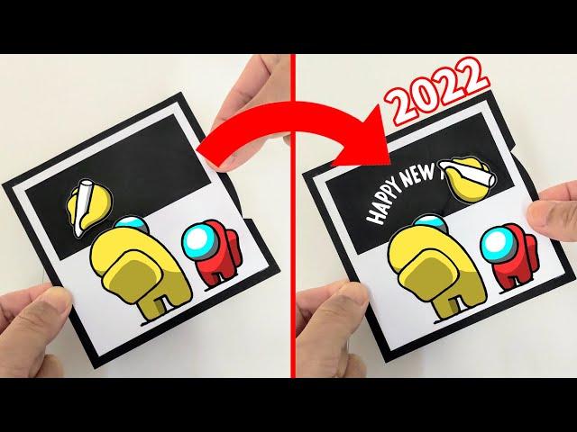 Happy New Year 2022 Magic Card Craft Ideas with Among Us｜How to make Easy Paper Craft！DIY Tutorial