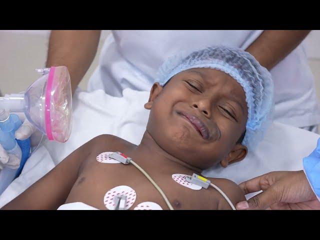 Small Boy going under sleep anesthesia for Hemangioma surgery