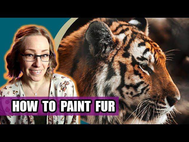 How to paint fur -  Tiger acrylic painting tutorial LIVE