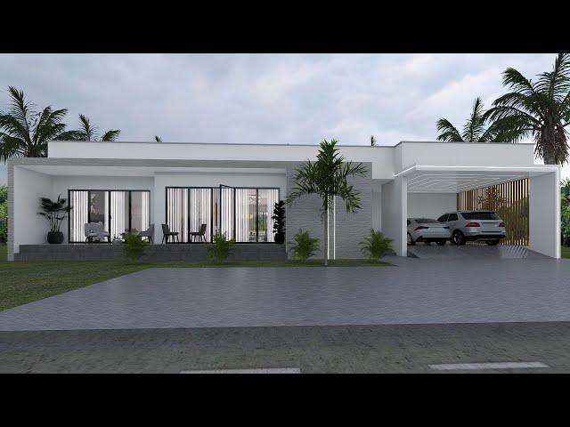 Luxury Modern 4-Bedroom House design with pool 21m x 23m