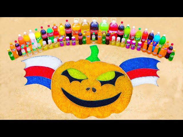 How to make Rainbow Hallowen Pumpkin with Orbeez , Big Coca Cola vs Mentos & Popular Sodas