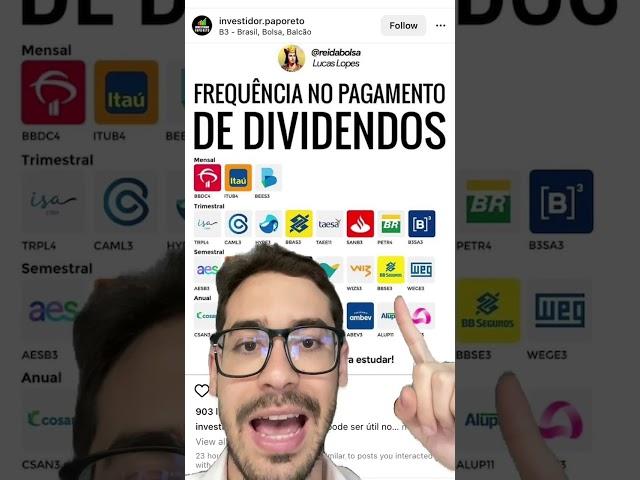 Entenda a frequência do pagamento de dividendos de cada empresa.