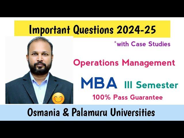 Operations Management Important Questions 2024-25 MBA I Semester 1st Sem OM Imp OU PU