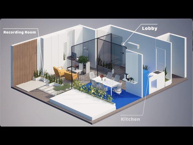 Twinmotion Isometric interior Diagram animation 4K