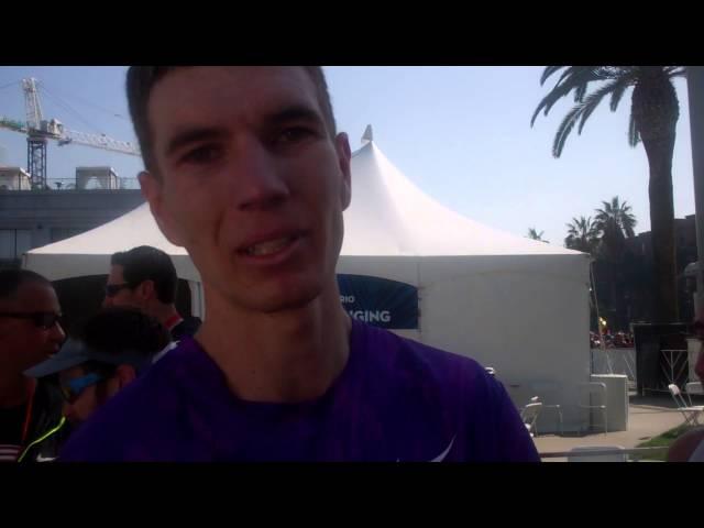 Luke Puskedra talks after finishing 4th at 2016 US Olympic Marathon Trials