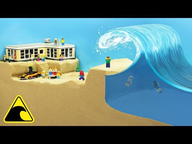 Crazy Party Sucked into Sinkhole  - Tsunami Lego Dam Breach Experiment