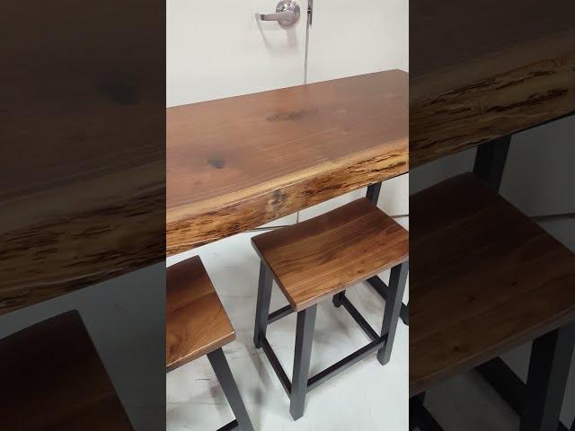 Walnut Live Edge Bar Table with Stools