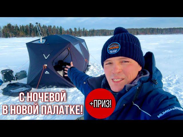 С НОЧЕВОЙ В НОВОЙ ПАЛАТКЕ! ТАСКАЕМ ПОЛОСАТЫХ ОКУНЕЙ НА ТАЁЖНОМ ОЗЕРЕ.