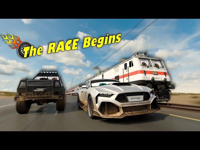 The Race Begins: High Speed WAP-7 vs Super Cars | Indian Train Cartoon | Train Videos #train