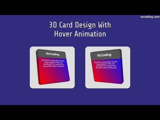 3D Card Design with Hover Animation | Html & Css | NzCoding