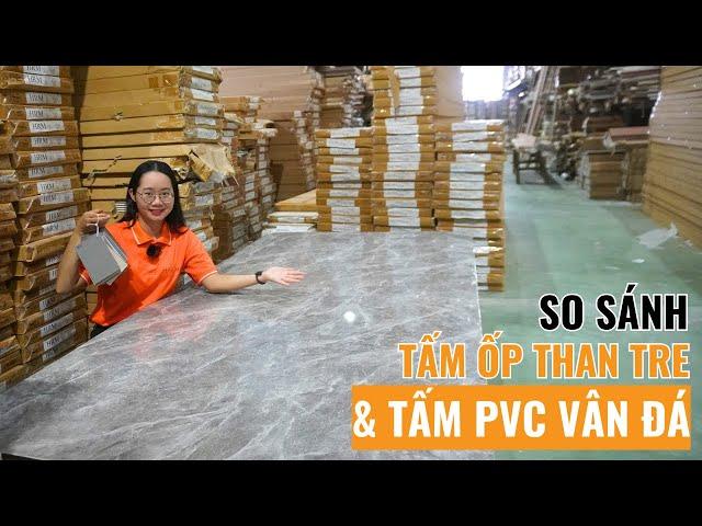 So sánh tấm ốp than tre vân đá và tấm pvc vân đá có gì khác biệt | Tấm nhựa giả đá ốp tường | Haroma