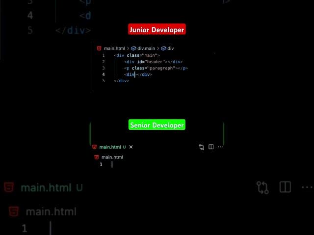 Junior vs Senior Frontend developer  programming JavaScript  html css coding #shorts #coding