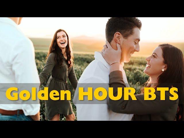 Behind the scenes golden hour couple shoot