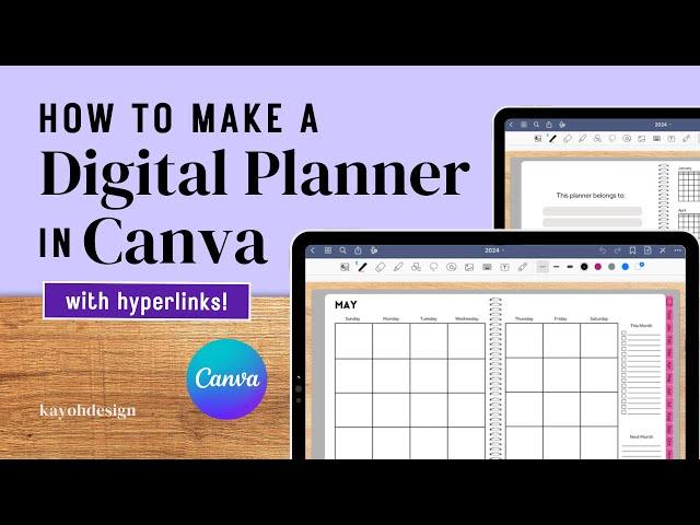 How To Make A Digital Planner with Hyperlinks in Canva (Landscape Orientation) || kayohdesign