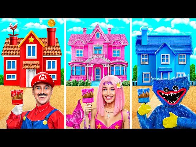 Einfarbiges –Haus – Challenge! Meerjungfrau gegen HUGGY WUGGY gegen MARIO!