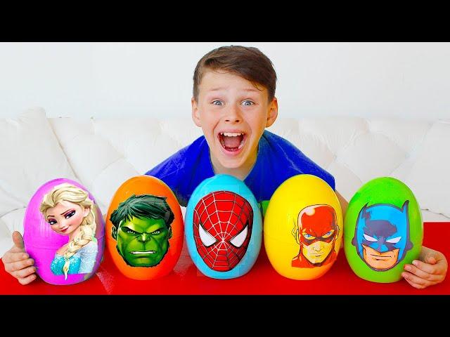 Ali opens Eggs Surprise Superheroes Kids Songs and Stories