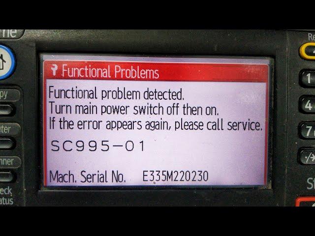 How to reset SC 995-01 in Ricoh MP 2501 SP, MP 2001 SP,  MP C301 SP. Reset error code SC995-01