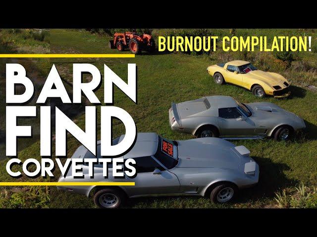 Unbelievable Barn Find Corvettes! Rare C3 Gems Unearthed with Epic Burnout Compilation