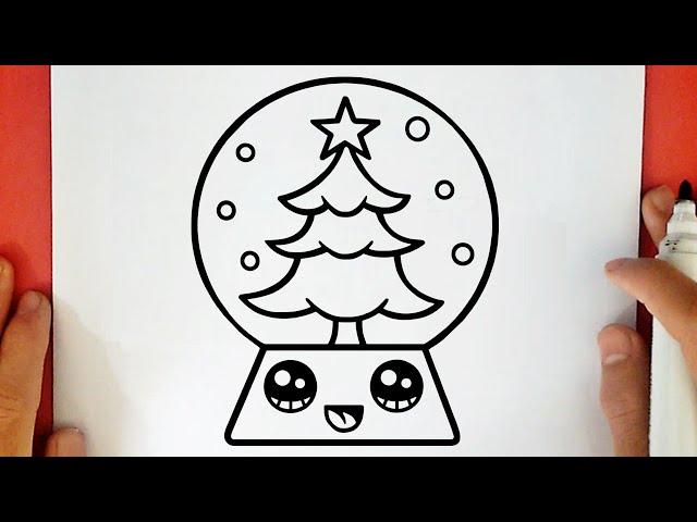 HOW TO DRAW A CUTE CHRISTMAS SNOW GLOBE