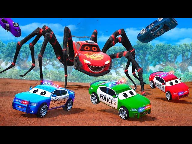 The Lightning McQueen Car Eater vs Police Cars | Epic Escape | Hero Cars to the Rescue!