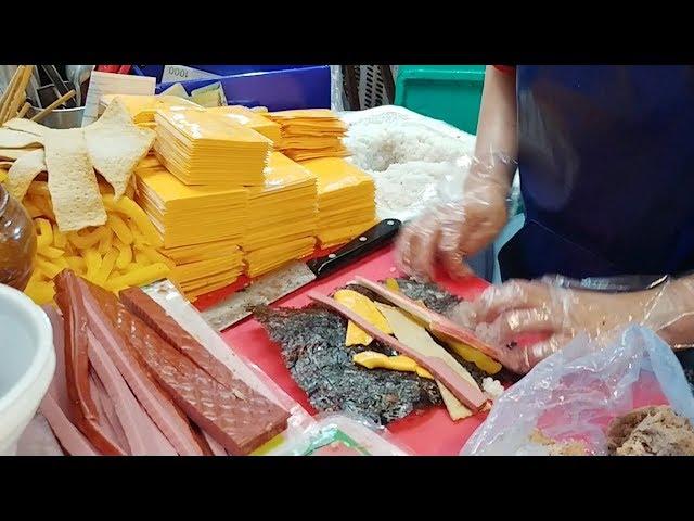 Original cheese Tuna Japchae rice roll / Korean Street Food / Seoul, Korea