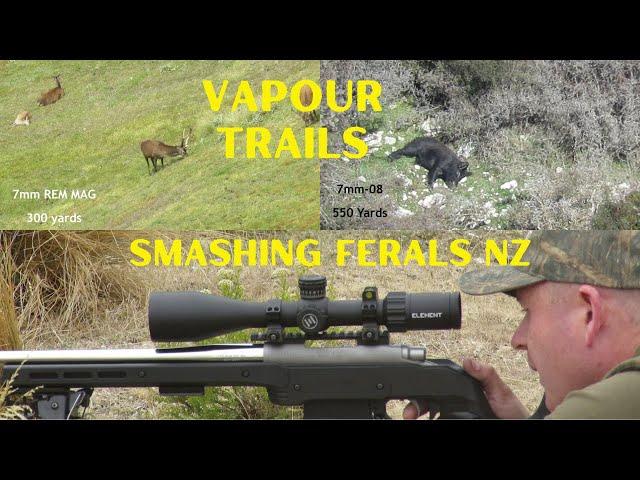 VAPOUR TRAILS | SMASHING FERALS NZ | NZ HUNTING IMPACTS  - LONG RANGE HUNTING SLOW MO COMPILATION