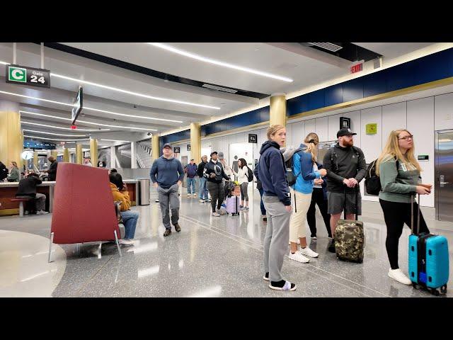 Logan Airport Boston - Walk thru Terminal B,C,E   Relaxing Guitar    4K