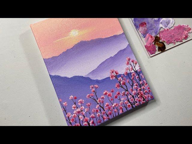 Landscape of mountain flowers/acrylic painting for beginners step by step/#79