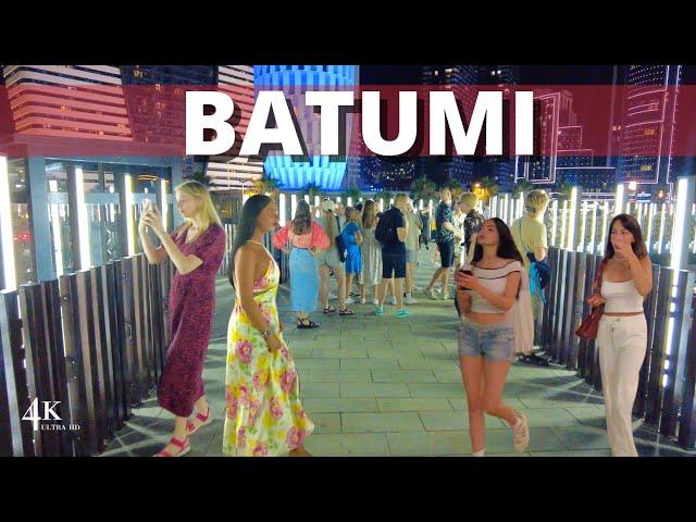  4K HDR  |  Batumi 2024  After Dark: Stunning Evening Stroll Along Jiuli Shartava Boulevard