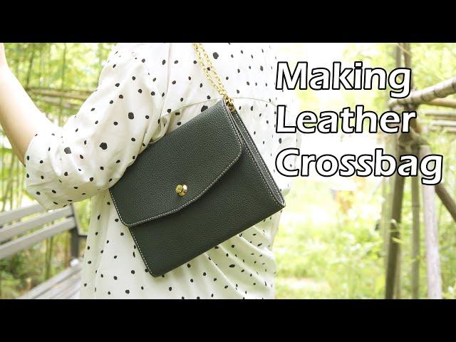 66 [Leather Craft] Making Leather crossbag / [가죽공예] 가죽 크로스백 만들기 / Free Pattern