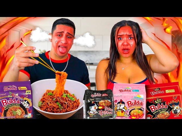 We Tried Every KOREAN SPICY Ramen Noodle Flavor!! (EXTREME)