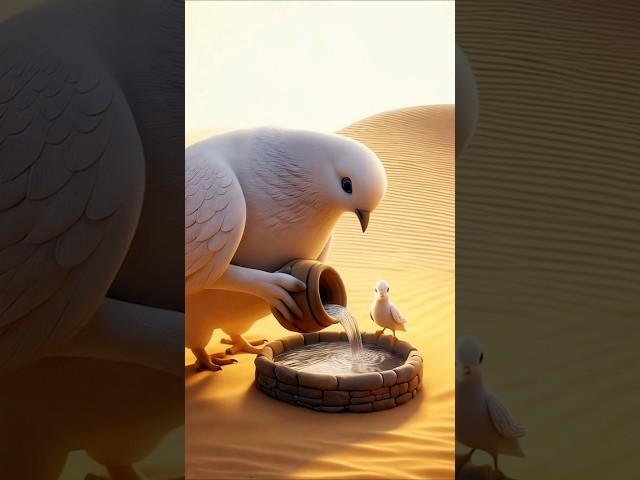 A cute pigeon and his baby build a pond in the desert...#PondTear#GoneInOneBite