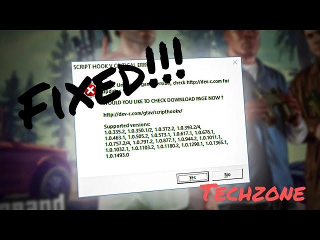 GTA V SCRIPT HOOK V ERROR FIXED | VERSION REVERT TO 3258 | TechZone