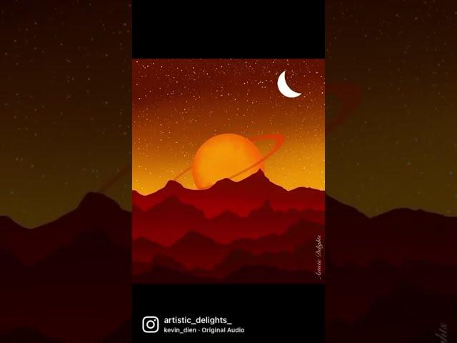 Planets view in evening created in iPad | Digital illustration | Beautiful planets |(#shorts ) #62