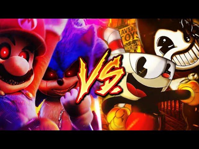 Dark mario & Sonic.exe vs Cuphead & Bendy (Ykato REEBOOT rap BATTLES S2 #6 Part 5) ft. @hex_arcana