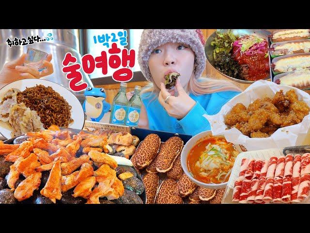 술 냄새 나는 음주여행..🫠 가평 1박2일 먹방여행 | (숯불닭갈비,르봉뺑크림빵,일미닭강정,차돌박이짜파게티,막국수) 먹방 브이로그