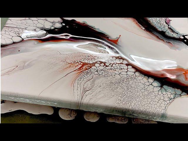 Simple & elegant dutch pour with pearl cells. Acrylic pour painting easy, ASMR