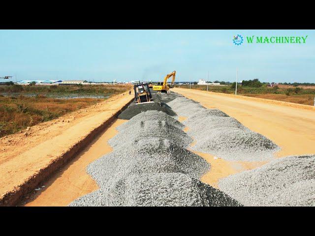 Full Processing Bulldozer Pushing Gravel Install Roads | Dozer Spreading Gravel Techniques Skills