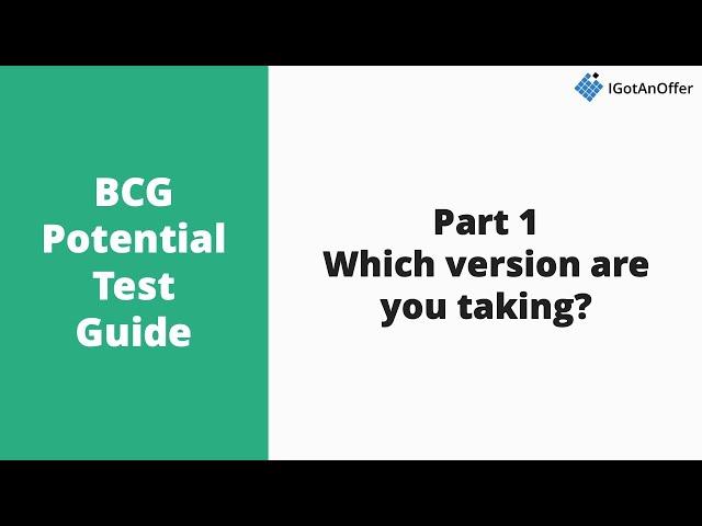 BCG Potential Test - Which version are you taking?