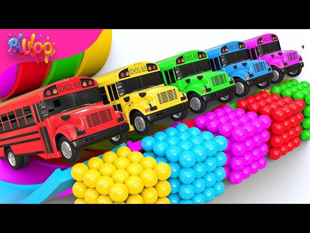 The Wheels on The Bus Song️Colorful Bus & SUPRISE EGGSBluLoo Nursery Rhymes