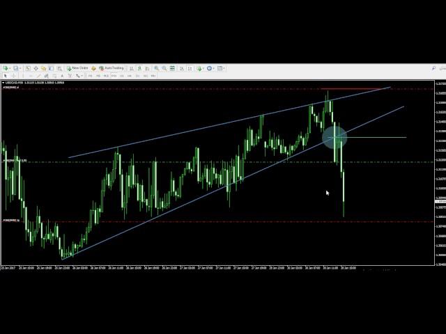Live Trading Example 11 - Rising Wedge Chart Pattern